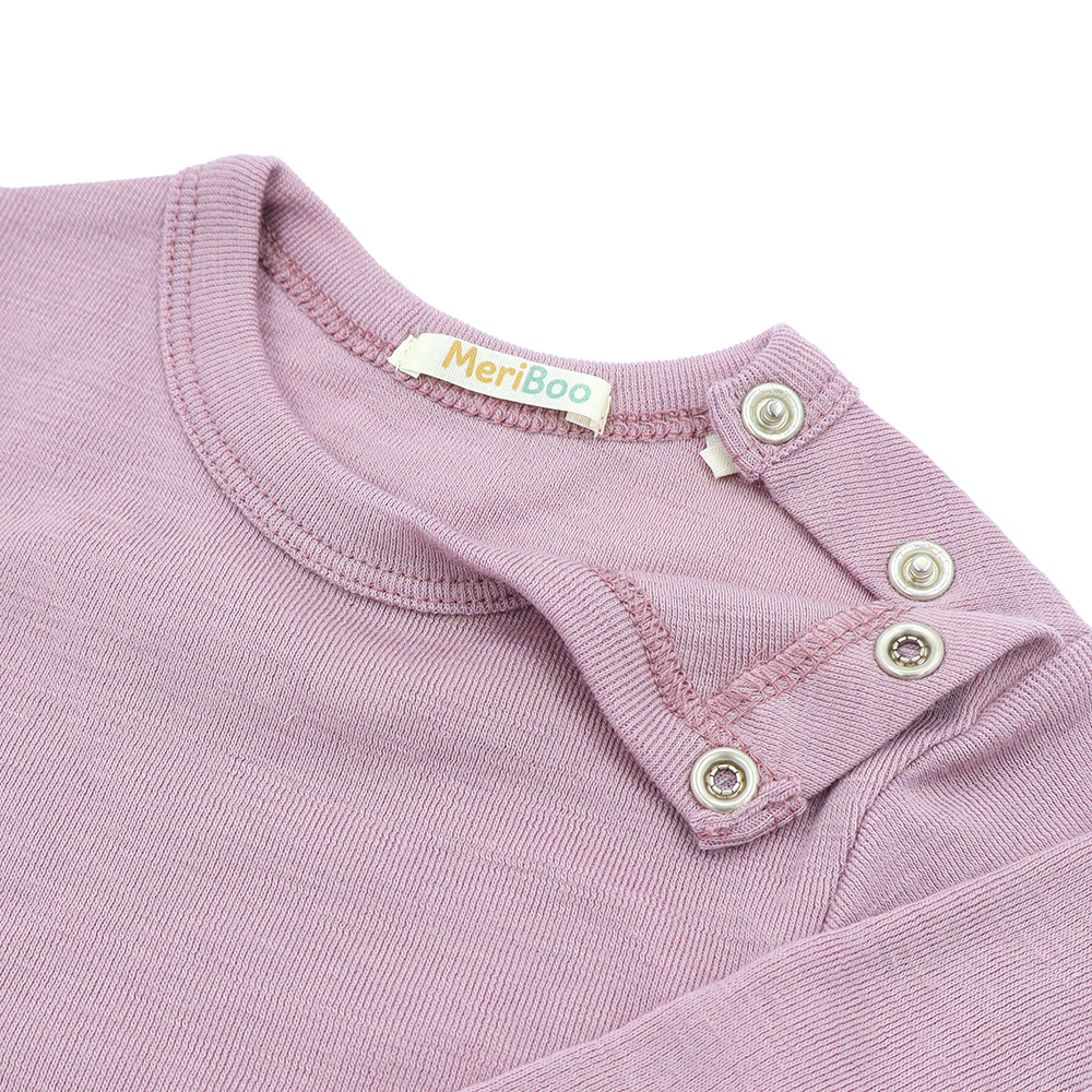 Комплкет от 3 броя боди с дълъг ръкав и деколте с копченца от 100% органична мериносова вълна