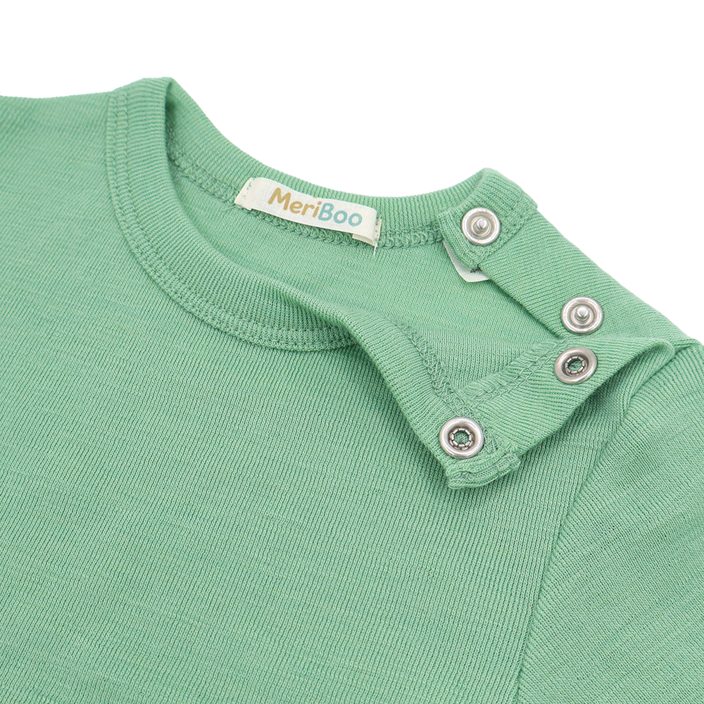 Комплкет от 3 броя боди с дълъг ръкав и деколте с копченца от 100% органична мериносова вълна