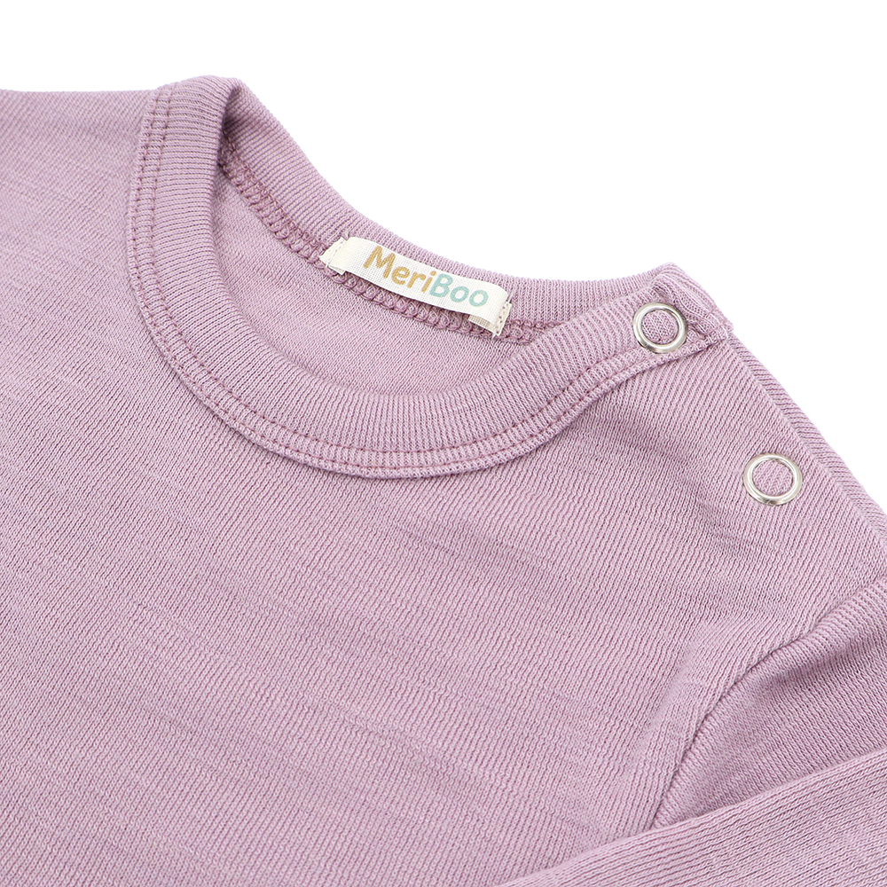 Комплкет от 3 броя боди с дълъг ръкав и деколте с копченца от 100% органична мериносова вълна